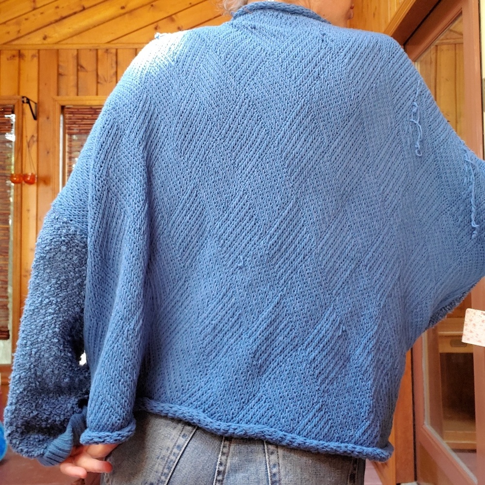 Free People "Cuddle-Up" Sweater XS/S NWT! Blue - Picture 7 of 8